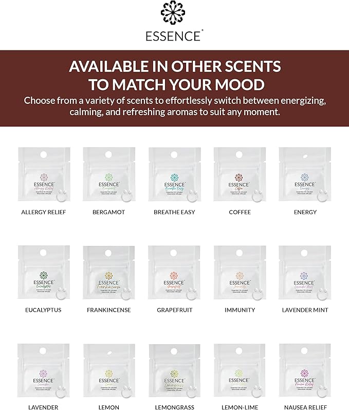 Essence Wearable Aromatherapy Nasal Diffuser – Coffee Essential Oil Nose Ring Silicone Inhaler for Stress & Mood Support - Made in USA & Travel-Friendly - Bloomnest