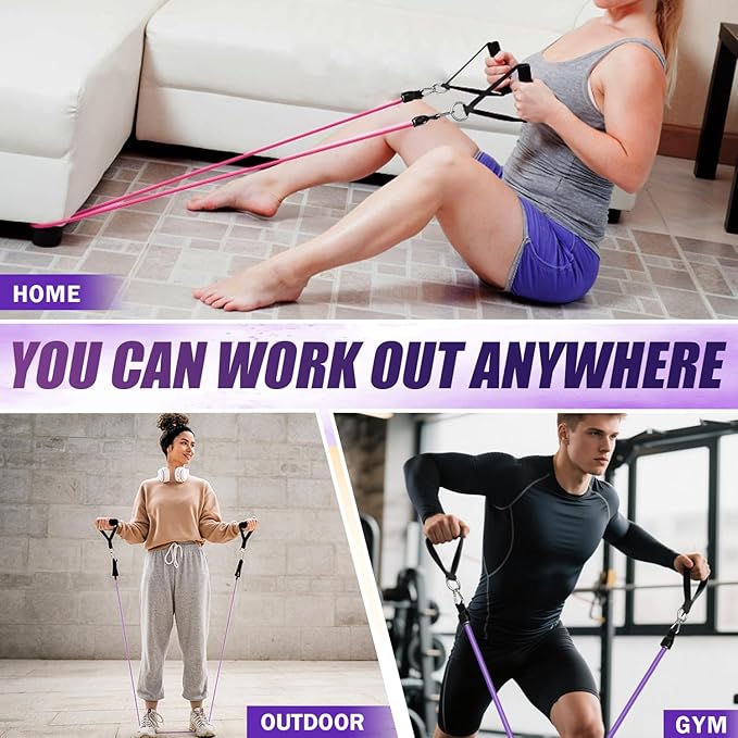 WHATAFIT Resistance Bands, Exercise Bands，Resistance Bands for Working Out, Work Out Bands with Handles for Men and Women Fitness, Strength Training Home Gym Equipment - Bloomnest