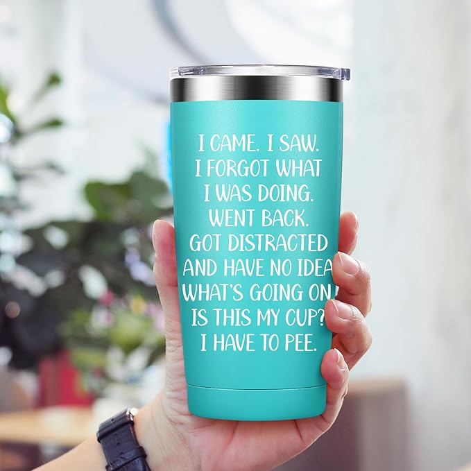 Fun Birthday Gifts for Women - I Came I Saw Coffee Mug Drinking Cups for Elderly Senior Citizen - 40, 50, 60, 70 Year Old Gag Gift for Female Her, 20oz Stainless Steel Insulated Tumbler - Bloomnest