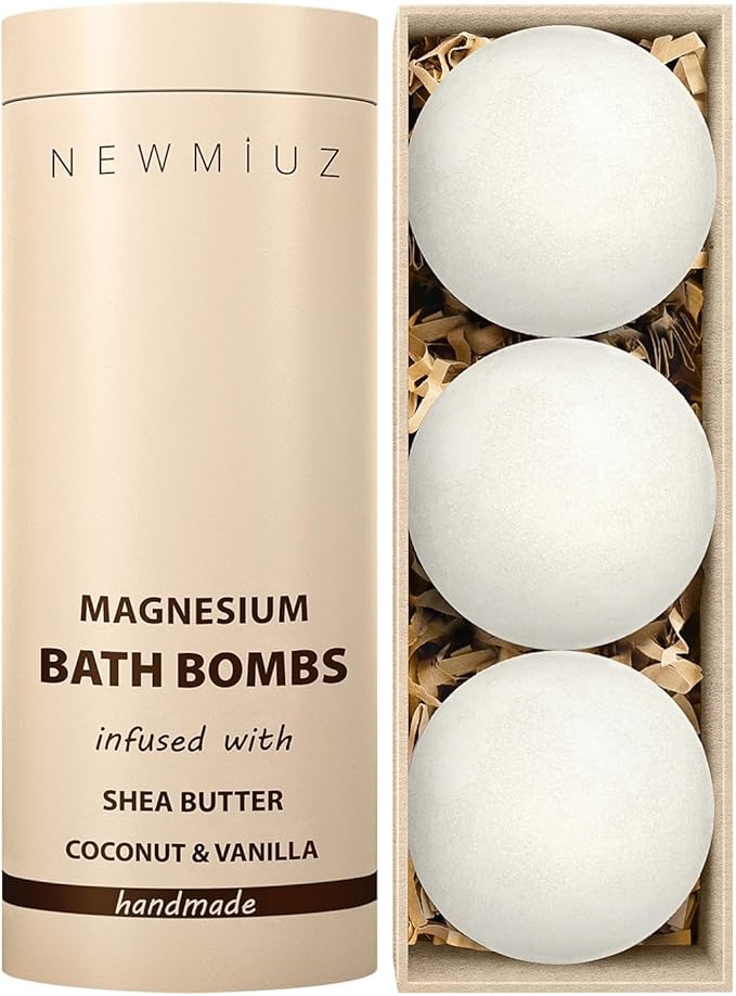 Magnesium Bath Bombs Post Workout Recovery Sore Muscles Tension Epsom Salt Bath Infused with Vanilla SheaButter Coconut Perfect Stocking Stuffers Gift - Bloomnest