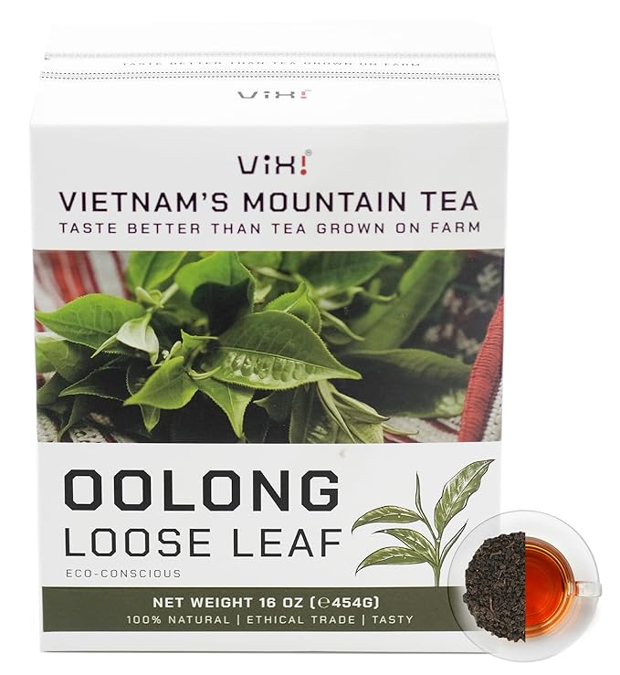 VIXI Oolong Tea Loose Leaf (16.00 Oz), Vietnam's Mountain Tea, Bold Flavored, Dried Whole Full Large Leave, 100% Natural from Ancient Tea Tree for Hot and Cold Brew - Bloomnest