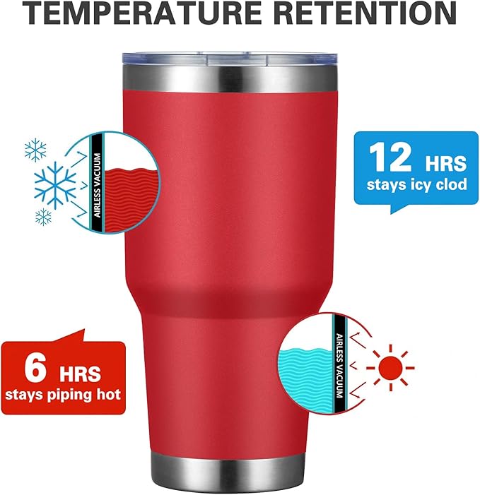 MEWAY 30oz Tumbler Double Wall Vacuum Insulated Travel Mug, Stainless Steel Tumbler with Lid, Durable Powder Coated Insulated Coffee Cup for Cold & Hot Drinks (Coral red,1 PACK) - Bloomnest