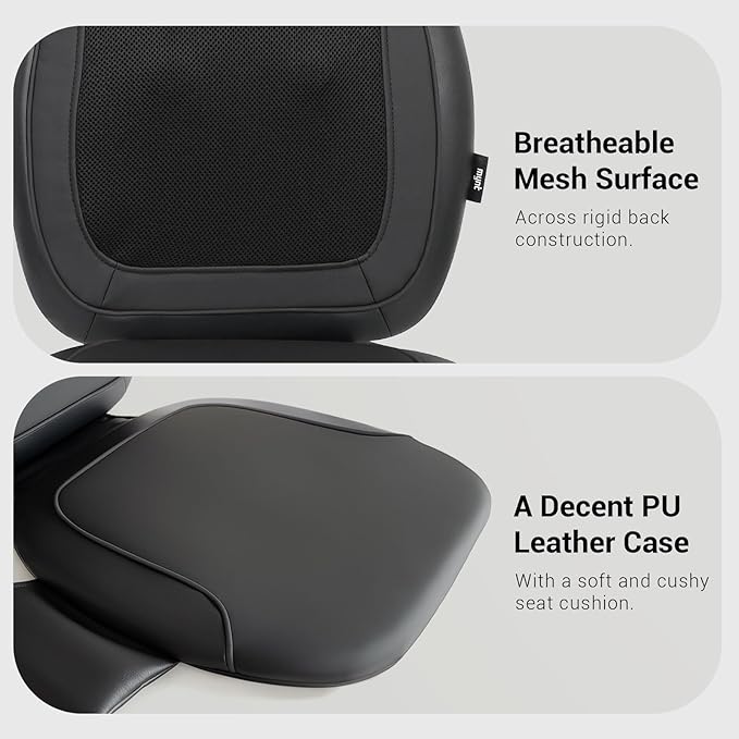 Mynt Black Acupressure Massage Chair Pad with 4 Deep Kneading Nodes, Shiatsu Back Massager for Chair with Heat, Heated Back Massage with a Cushion for Deep Tissue, Gift for Christmas - Bloomnest