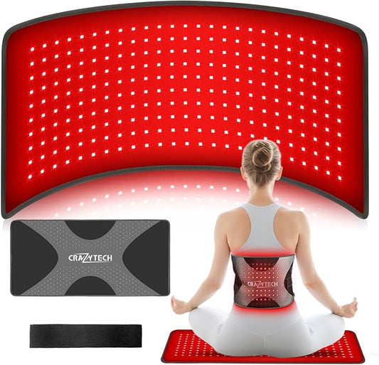24’’ x 12’’ Large Red Light Therapy Pad for Body, Near Infrared Light Therapy Wrap with Timer, 660nm&850nm, 240 LEDs Light Therapy Pad Heated Device for Back Shoulder Joint Muscle - Bloomnest