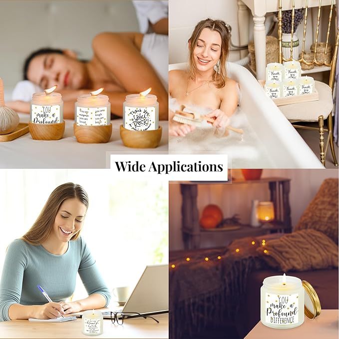 Roowest 10 Jars Thank You Gift Candles 3.5 oz Employee Appreciation Gifts Bulk Soy Wax Jar Inspirational Candle Thank You for Coworkers Employee Women Teacher Volunteers(White,Polka Dot Style) - Bloomnest