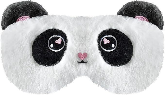 Cute Sleep Masks Cartoon Animal Panda Eye Masks Soft Plush Sleeping Mask Travel Blindfold Eye Shade for Kids Girls & Adults (Panda) - Bloomnest