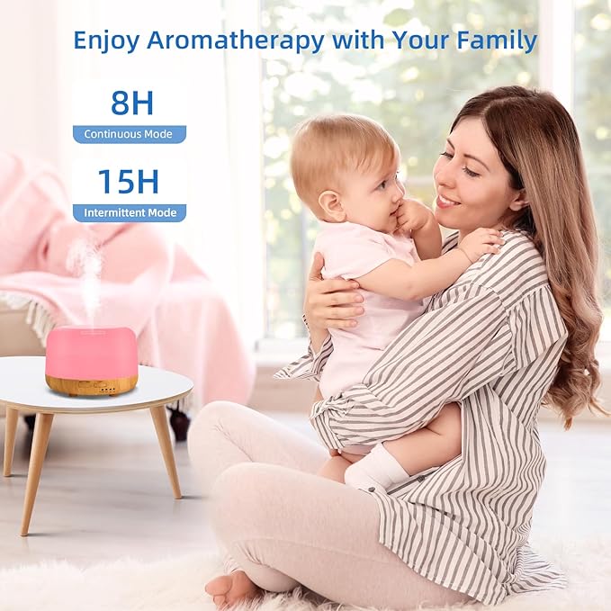 Aromatherapy Essential Oil Home Diffuser with Remote Control, 300ML Large Room Cool Mist Air Humidifier, 8 Hours Quiet Operation, Timer, 7 Colors LED Night Night，Suitable Home,Yoga. - Bloomnest