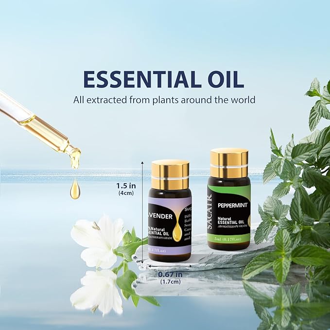 Essential Oils by SACATR Natural Essential Oil Set -12 Essential Oils Gift Set for Diffuser, Massage, Fragrance Oil Scent for DIY Candle and Soap Making (12 * 5ML) - Bloomnest