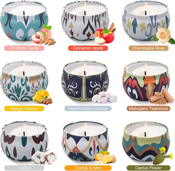 Candles Gifts for Women, 9 Pack Candles for Home Scented, Soy Scented Candle for Home, Aromatherapy Candle Gifts Set for Christmas, Birthday, Mothers Day, Valentine's Day - Bloomnest