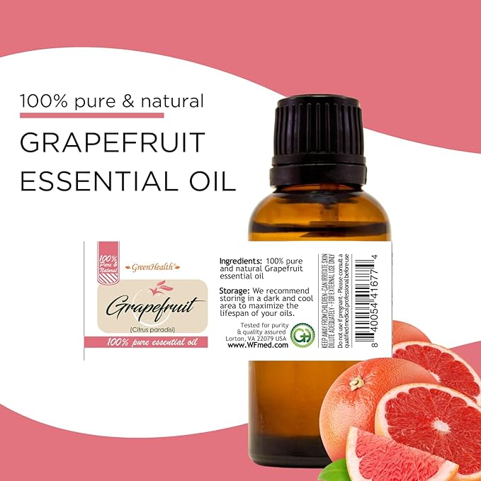 Grapefruit Essential Oil - 16 fl oz (473 ml) Amber Glass Bottle - 100% Pure Essential Oil - GreenHealth - Bloomnest