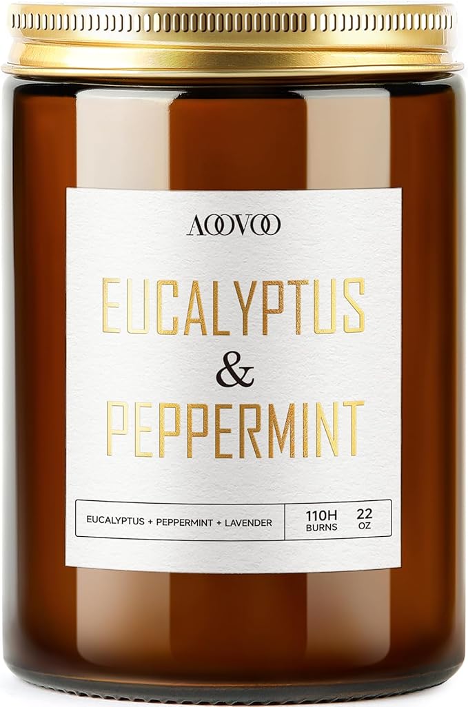 AOOVOO Eucalyptus Mint Candle - Large Scented Soy Wax Aromatherapy Candle, 22oz - Bloomnest
