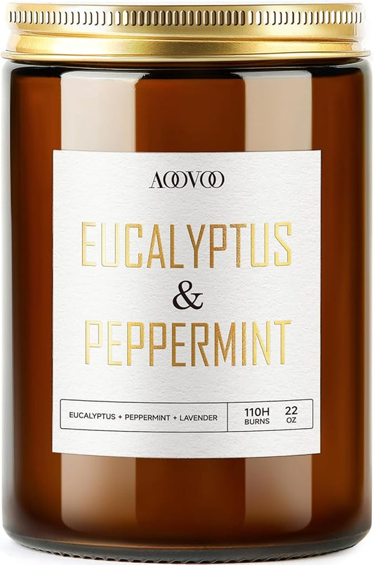 AOOVOO Eucalyptus Mint Candle - Large Scented Soy Wax Aromatherapy Candle, 22oz - Bloomnest