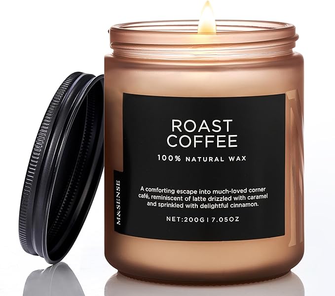 M&SENSE Coffee Candles Scented Strong, Organic Natural Soy Wax for Bedroom Kitchen Home Decor, 7.05oz 50 Hours Slow Burn Candle Highly Scented Candle Housewarming Gift for Men Women - Bloomnest