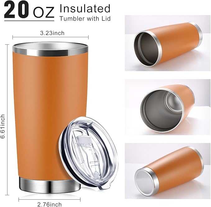 Sieral 36 Packs Stainless Steel Tumbler Bulk with Lid Vacuum Double Wall Insulated Travel Coffee Mug Powder Coated Tumbler Cup for Graduation Wedding Christmas Birthday Party(Brown Gray, 20 oz) - Bloomnest