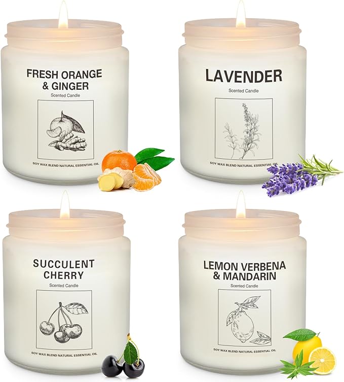Natural Soy Wax Aromatherapy Candles - 4 Pack 7.1oz, Over 240 Hours Burn Time, Scented Candles Gifts for Women - Lavender - Bloomnest