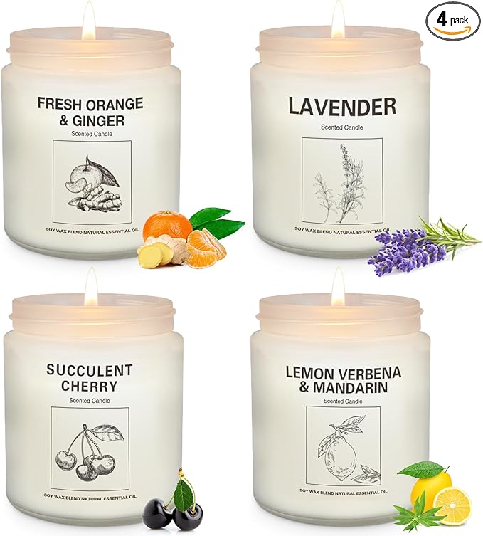 Natural Soy Wax Aromatherapy Candles - 4 Pack 7.1oz, Over 240 Hours Burn Time, Scented Candles Gifts for Women - Lavender - Bloomnest