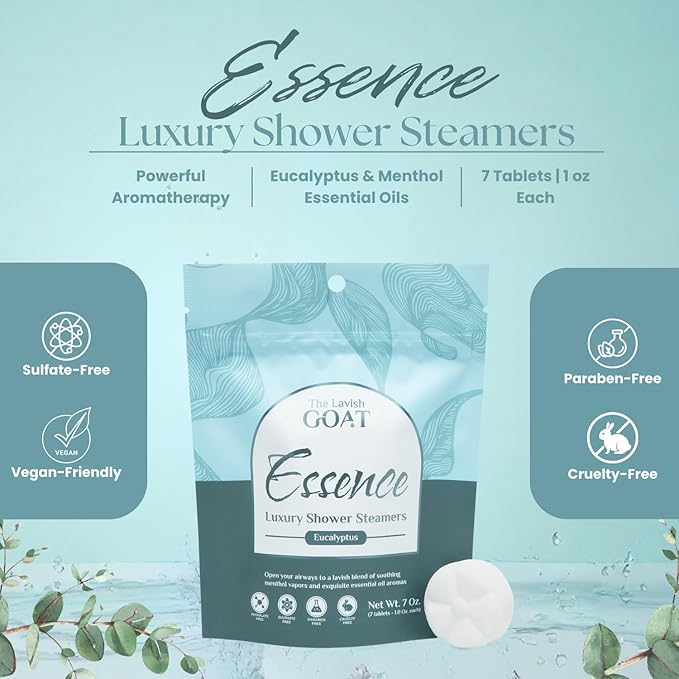 TLG Essence Shower Steamers Aromatherapy 7 Pack – USA Made with Extra Eucalyptus & Menthol – Shower Bomb for Relaxation, Strong-Scented Shower Tablets – Gift for Men & Women - Bloomnest