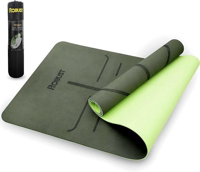 Robust Non-Slip Yoga Mat with Strap, 1/4" Thick TPE Eco-Friendly Workout Mat for Yoga with Position Lines and Texture Surface, Gym Mat for Women, Men, Pilates and Exercises Anti-Tear Sweat-Proof Exercise Mat - Bloomnest