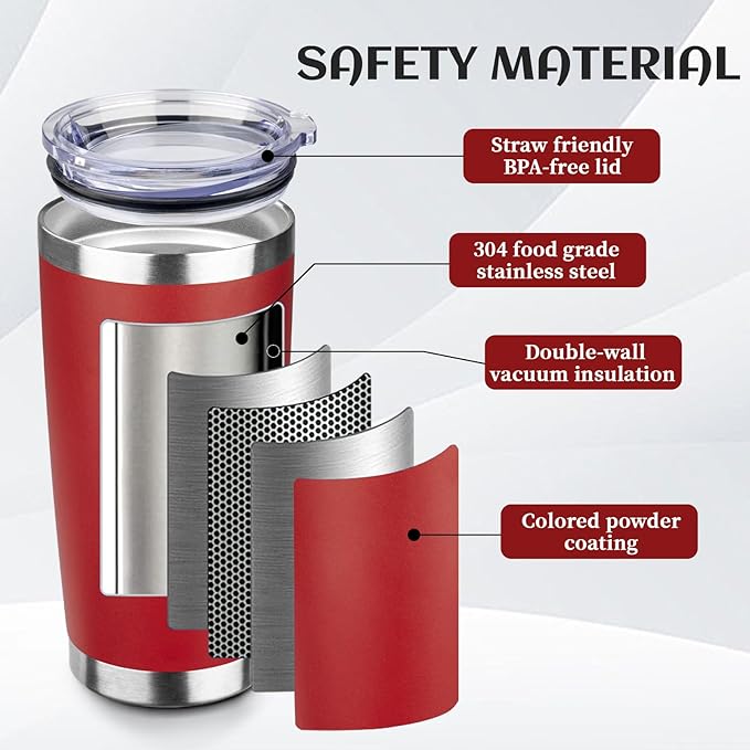 StarSpeed 20oz Tumbler Bulk with Lid, Stainless Steel Insulated Tumblers Double Wall Vacuum Insulated Travel Mug, Powder Coated Coffee Cups for Hot and Cold Drinks(Wine Red,1) - Bloomnest