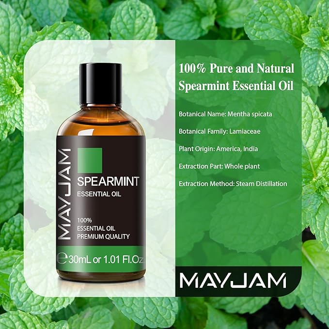 Spearmint Essential Oil 30ML/ 1.01FL.OZ, MAYJAM Pure Spearmint Oil for Massage, Diffuser, Soap Making, Long Lasting Scents - Bloomnest
