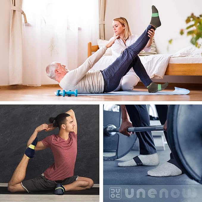unenow Unisex Non Slip Grip Socks with Cushion for Yoga Pilates Barre Home & Hospital - Bloomnest