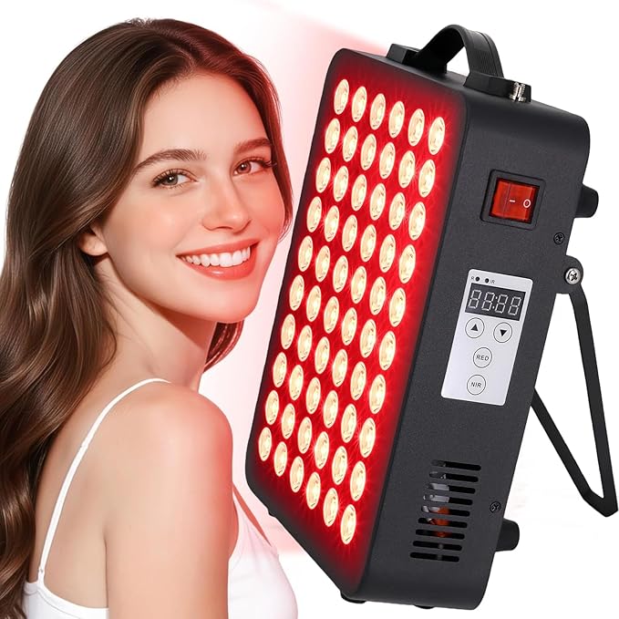 Red Light Therapy for Body Panel, LED 660nm Red Light Panel & 850nm Near-Infrared Therapy Device, 60 Dual Chip LEDs,Touchscreen Controls, Adjustable Stand/Timer, Hanging Kit/Handle/Eyewear