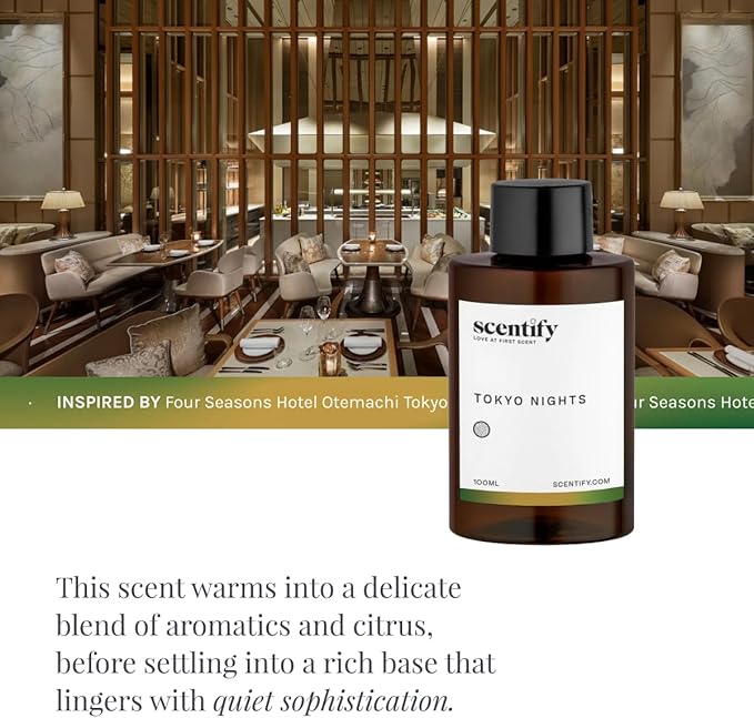 Scentify Tokyo Nights Aroma Oil Refill Scent for Oil Diffusers Luxurious Relaxing Aromatherapy Fragrance 100ml, 3.38oz Scentify