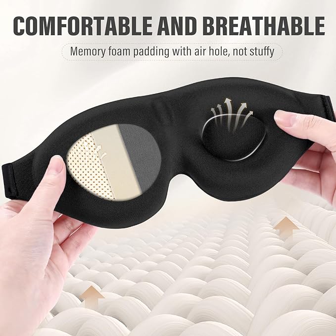 YIVIEW Sleep Mask for Side Sleeper, Complete Light Blocking 3D Sleeping Eye Mask, Soft Breathable Eye Cover for Women Men, Relaxing Zero Pressure Night Blindfold - Bloomnest
