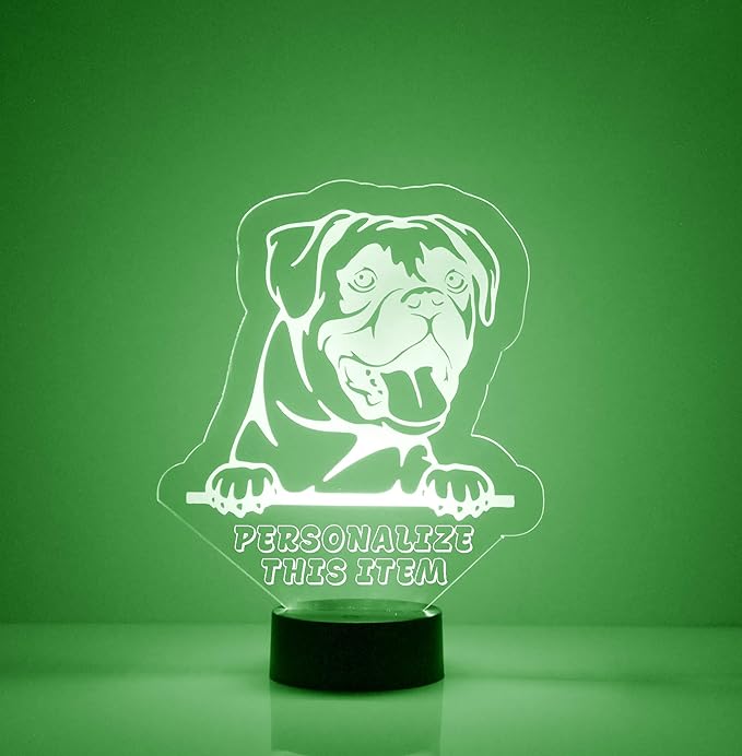 Custom Dog LED Sign Night Light Lamp with Remote, Light Up Display with Personalized Name or Image, Customized, Made in The USA, Clear Acrylic Home Decor Design with 16 Colors, 4 Modes (Pug) - Bloomnest