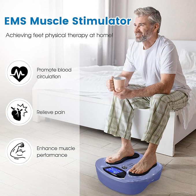 Creliver EMS Foot Stimulator Pro, EMS Foot Massager for Neuropathy with Ergonomic Sole, Neuropathy Pain Relief for Feet Circulation, Leg & Feet Massager with 8 Gel Pads, Tens Unit Muscle Stimulator - Bloomnest