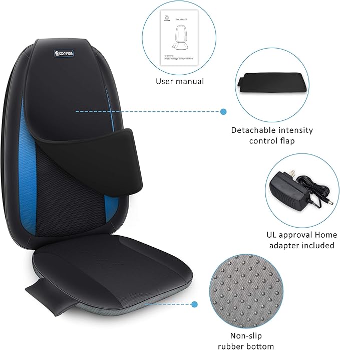 COMFIER Shiatsu Back Massager with Heat,Deep Tissue Kneading Massage Seat Cushion,Massage Chair Pad for Full Back,Body Massager for Home or Office Chair use - Bloomnest