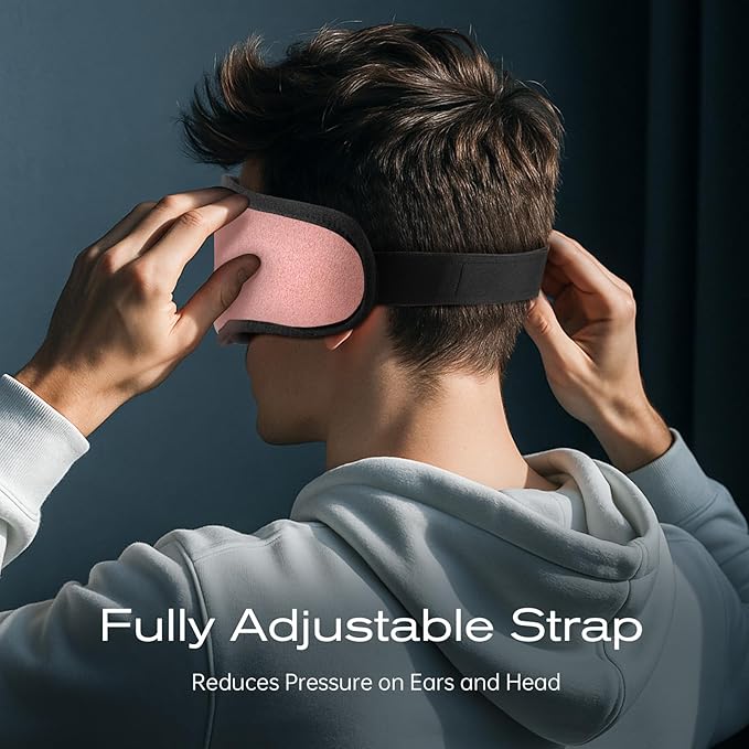 3D Sleep Mask with Bluetooth Headphones, Sleeping Headphones for Side Sleepers, Wireless Music Eye Mask with Ultra-Thin Stereo Speakers for Men, Women, Tech Gifts, Pink - Bloomnest