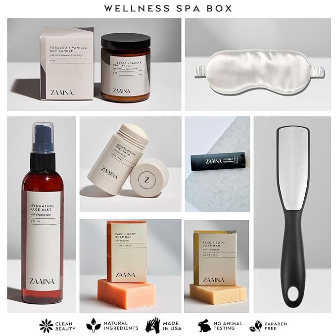 ZAAINA Wellness Spa Package - Relaxing Spa Gifts for Her, Valentine Gift Basket for Women, Self Care Kit for Mom Wife Friend, , Pampering Home Spa Gift Basket, Birthday Gifts for Women