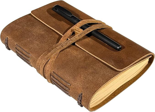 Brown Notebook Journal - Best Genuine Cool Leather Journals for writers Small Size Diary 5.5x7.5 Inch, Notepad For Man and Women, Gifts,Work,Traveler,Personal - Bloomnest