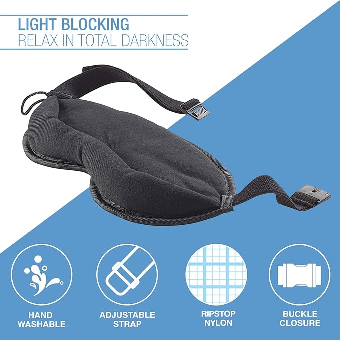 Lewis N. Clark Comfort Eye Mask + Sleep Aid to Block Light for Travel, Airplane, Hotel, Airport, Insomnia + Headache Relief with Adjustable Straps, Blue - Bloomnest