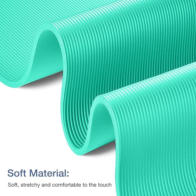 Yoga Mat Non Slip NBR Thick Yoga Mat, 72"L x 32"/24"W x 0.6"/0.4"TH (185cm x 80cm/61cm x 15mm/10mm), Anti-Tear Exercise Mat with Carrying Strap and Bag, Workout Mats for Yoga, Pilates, Floor Exercises - Bloomnest