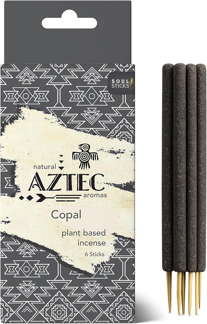 Soul Sticks Aztec Cinnamon Resin Incense Sticks, 90 Hrs Burn Time – 100% Natural, Hand-Rolled & Slow-Burning 6 Pcs| Artisan Blend for Yoga, Meditation, Relaxation, Aromatherapy (Copal)