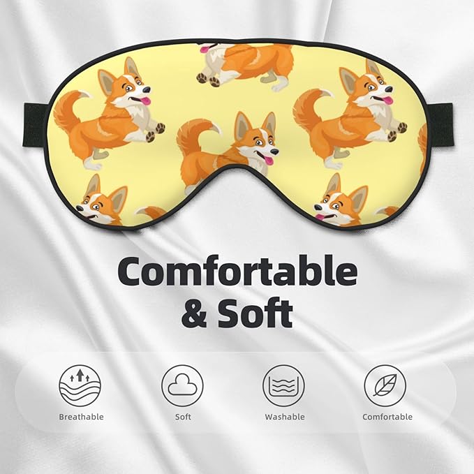 Cute Cartoon Corgi Dog Sleeping Eye Mask Eye Mask for Sleeping Soft Comfort Eye Shade Blackout Eye Cover for Deep Rest Travel Nap Meditation - Bloomnest