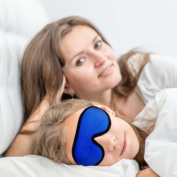 2 Pieces 3D Sleep Mask for Kids Memory Foam Contoured Eye Mask, Travel Sleep Eye Cover with Adjustable Strap, 3D Blindfolds(Blue and Green) - Bloomnest