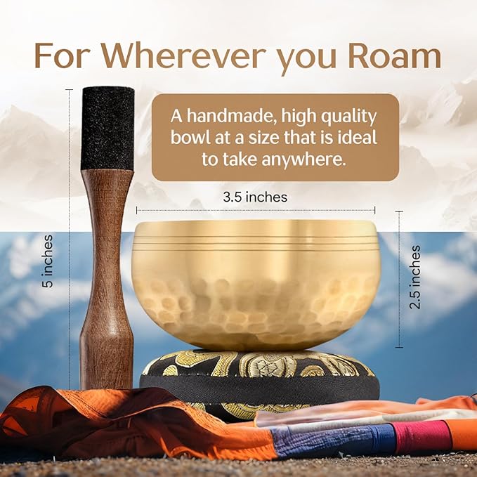 Tibetan Singing Bowl Set – Authentic Plain Design – Sound Bowl & Meditation Bowl with Cushion, Mallet & Guide – Chakra Balancing – Sound Bath Instruments – Therapeutic Sound Devices
