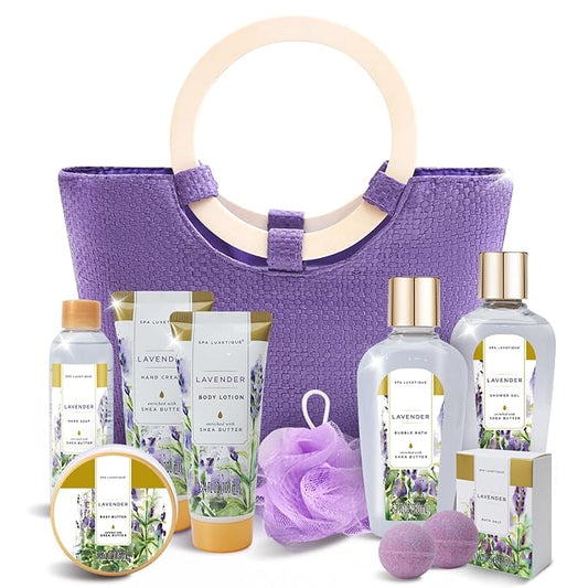 Spa Luxetique Bath Sets for Women Gifts - 10 Pcs Lavender Spa Kit, Self Care Kit for Her, Birthday, Mother's Day, Anniversary, Holiday, Valentine's Day Gifts for Her, Mother, Girlfriends, Wife - Bloomnest