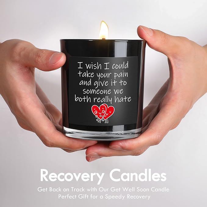 Get Well Candle with Healing Crystals - Get Well Gifts for Women After Surgery, Lavender Scented Candle, 10 oz, Black - Bloomnest