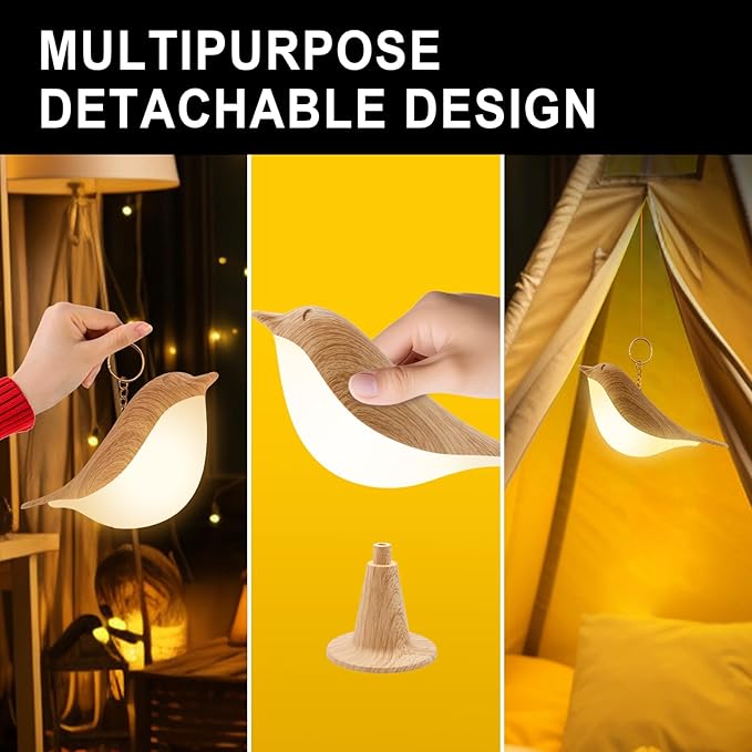 2 Pack Bird Small Desk Lamp, 2600 mAh Dimmer Kids Night Light for Bedroom, Cordless Table Lamp with 3 Color Temperature and Touch Sensor, Rechargeable Bedside lamp, Hummingbird Lamp - Bloomnest