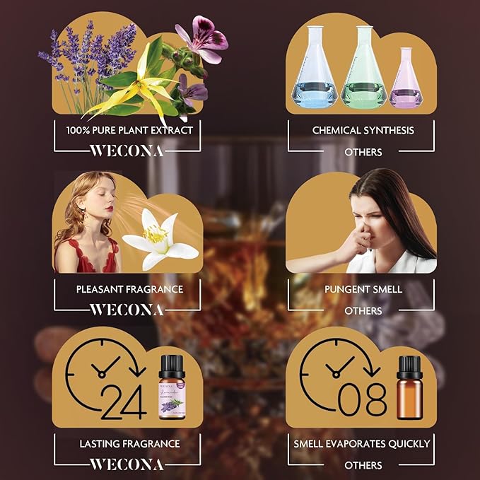 Men's Essential Oils for Diffusers for Home - 6x10ML Fragrance Oil for Candle Making - Leather, Sandalwood, Coffee, Cedarwood, Cinnamon & Amber Accord | Essential Oil Set for Soap & Gifts WECONA-NaturalRemedies