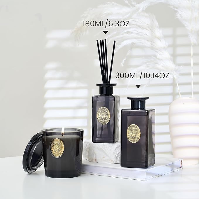 M&SENSE 6.3 oz Reed Diffuser Set for Home| Sandalwood Vanilla Oil Diffuser with Sticks | Hotel Collection Non-Toxic Essential Oil |Home Diffuser for Bedroom Bathroom Living Room