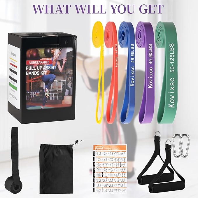 Resistance Bands for Working Out, Pull Up Assistance Bands, Exercise Workout Bands for Men & Women, Gym Bands with Door Anchor & Handle, Stretching Bands for Physical Therapy, Muscle Training - Bloomnest
