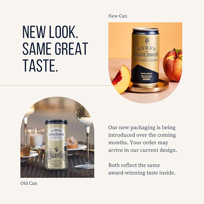 Lyre’s Classico 4-Pack, Non Alcoholic Sparkling Wine, Zero Proof Prosecco Alternative, Alcohol Free Drinks, Canned Mocktails, Ready to Drink, 45 Calories per Serve (8.45 Fl Oz x 4) LyresSpiritCo