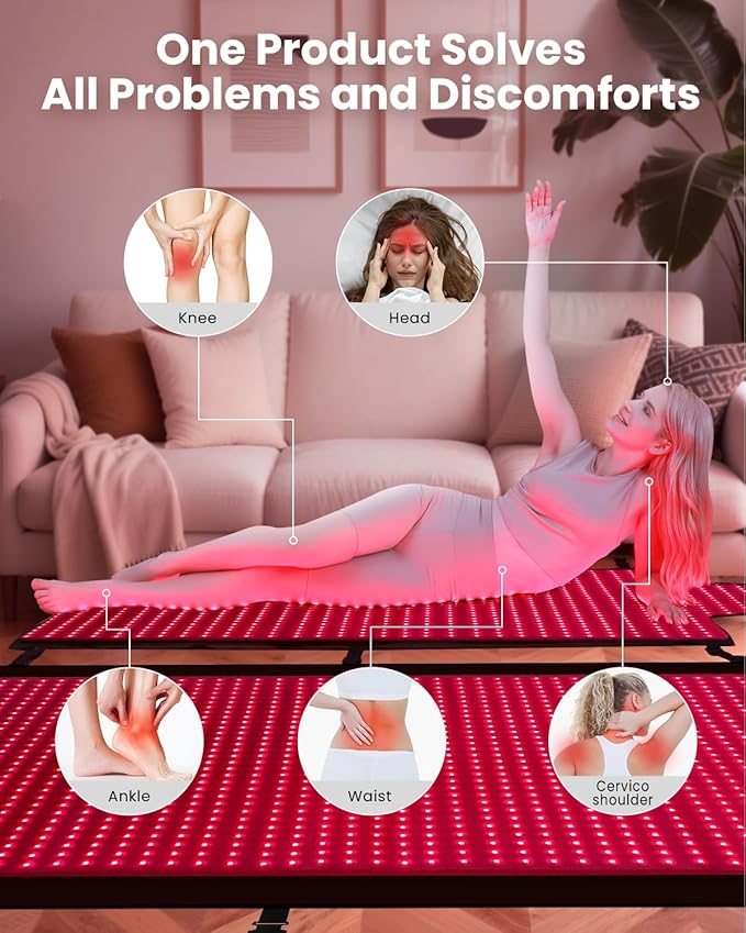 Red Light Therapy Mat Full Body 74.8"x33.6", Infrared Red Light Therapy Blanket with 2630 LEDs, 660nm & 850nm Dual Wavelength, Pulse Modes, Timer & Intensity Control MorespondBestRedLightTherapyMat
