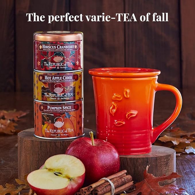 The Republic of Tea – Harvest Stackable Tea Tin, Autumn Assortment, 36 Tea Bags - Bloomnest