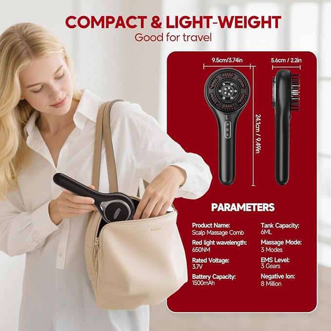 Morfone Upgrade 3 in 1 Electric Scalp Massager Brushes, Hair Oil Applicator, IPX7 Waterproof Scalp Massager Comb, Cordless & Portable Adjustable Modes for Men Women Morfone